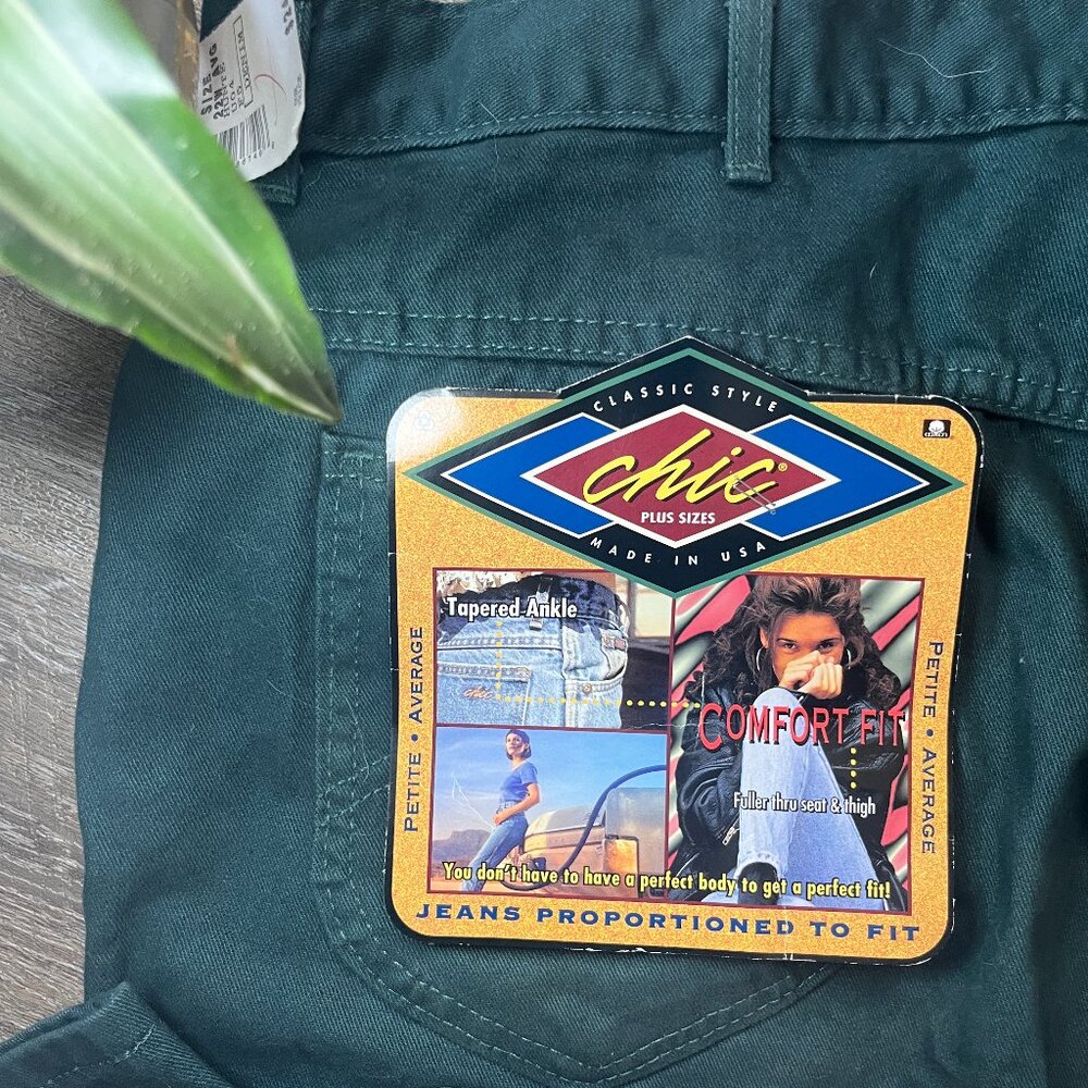 ✨ NWT Vintage 90s Chic Green High Rise Jeans - Made in USA ✨ - Picture 3 of 5